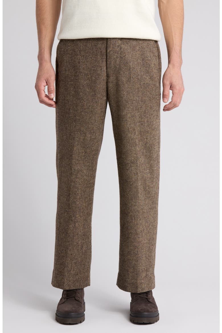 Herringbone Wool Blend Tweed Pants, Main, color, BROWN TWEED