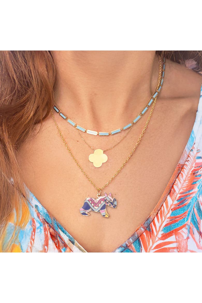 Extra Large Gold Single Clover Necklace, Alternate, color, Gold