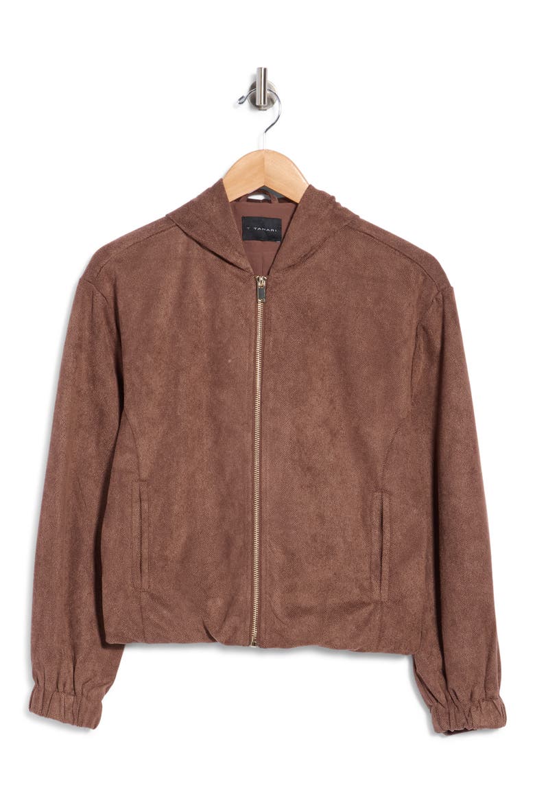 Brushed Twill Full Zip Hoodie, Main, color, BROWN