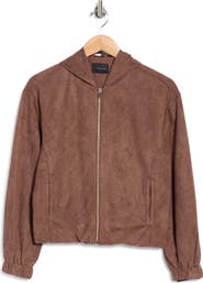T Tahari Brushed Twill Full Zip Hoodie