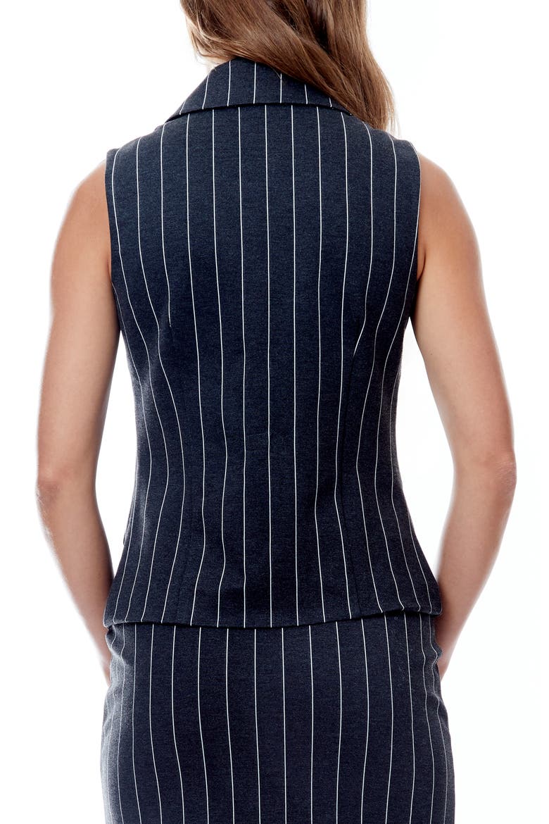 Ponte Vest, Alternate, color, CHARCOAL GREY/ WHITE PINSTRIPE