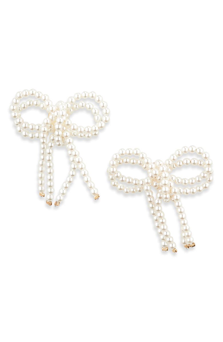 BaubleBar Beaded Bow Stud Earrings, Main, color, 