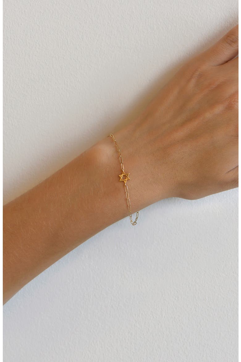 Love Letter Star of David Mini Paperclip Bracelet, Alternate, color, YELLOW GOLD