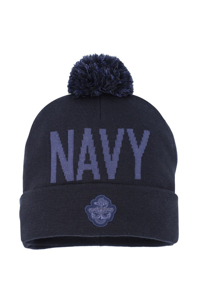 Under Armour Men's Under Armour Navy Navy Midshipmen Cuffed Knit Hat with Pom, Main, color, 