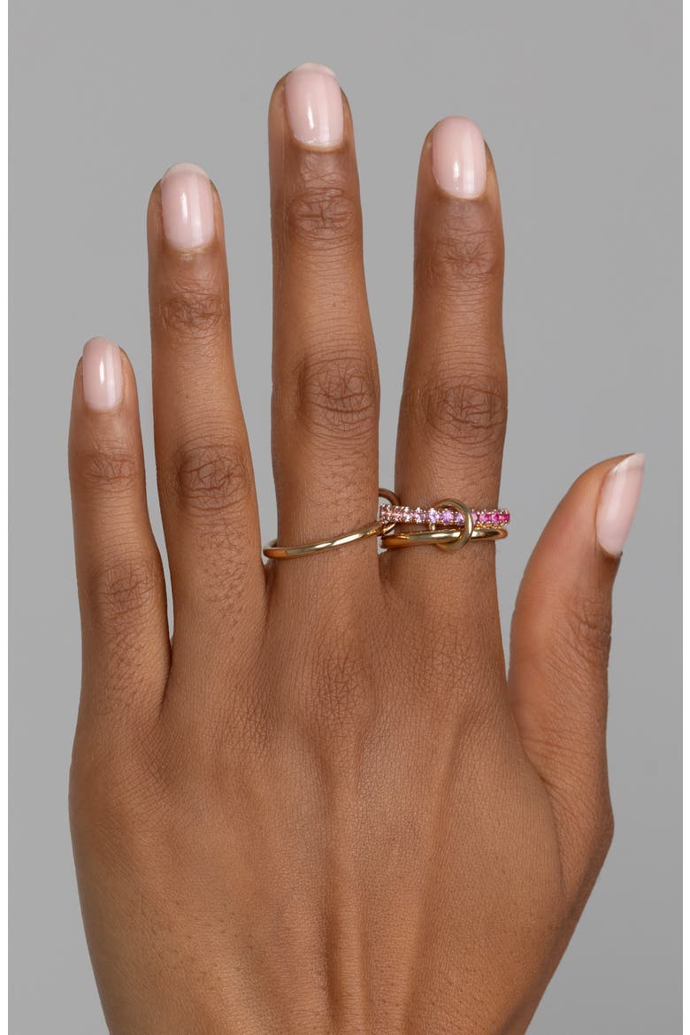 Petunia Ombré Pink Sapphire Linked Ring, Alternate, color, YELLOW GOLD