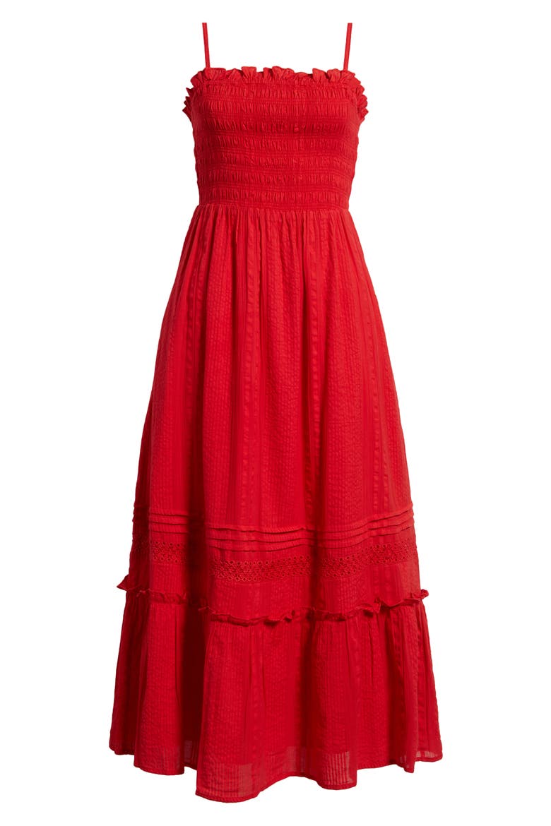 Magnolia Ruffle Trim Maxi Dress, Alternate, color, GOJI BERRY