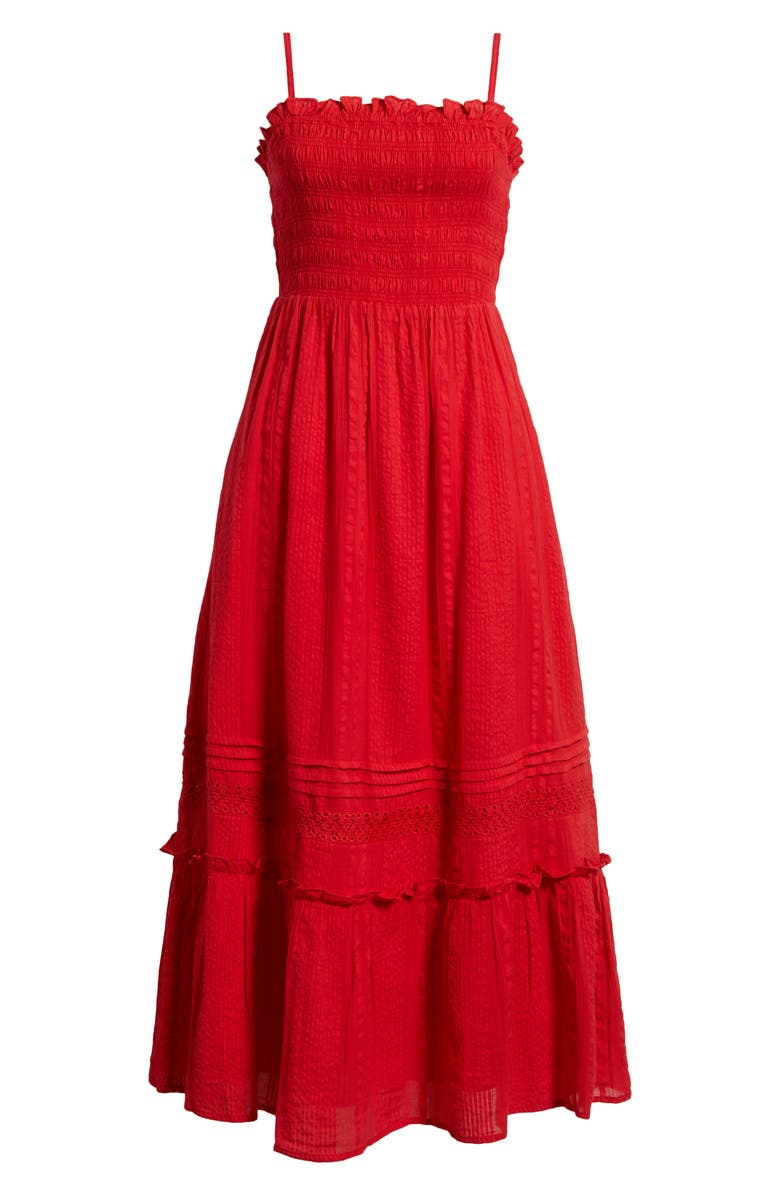 Cleobella Magnolia Ruffle Trim Maxi Dress, Alternate, color, Goji Berry