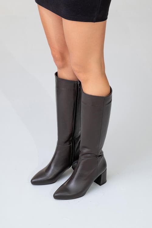 Forever & Always Shoes Sejas Leather Block Heel Knee-high Boot In Brown
