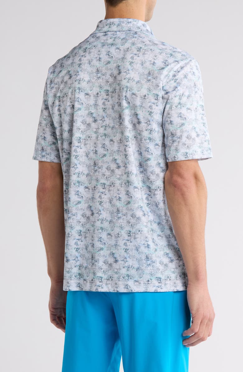 Greg Norman Cassava Leaf Print Performance Knit Polo, Alternate, color, White