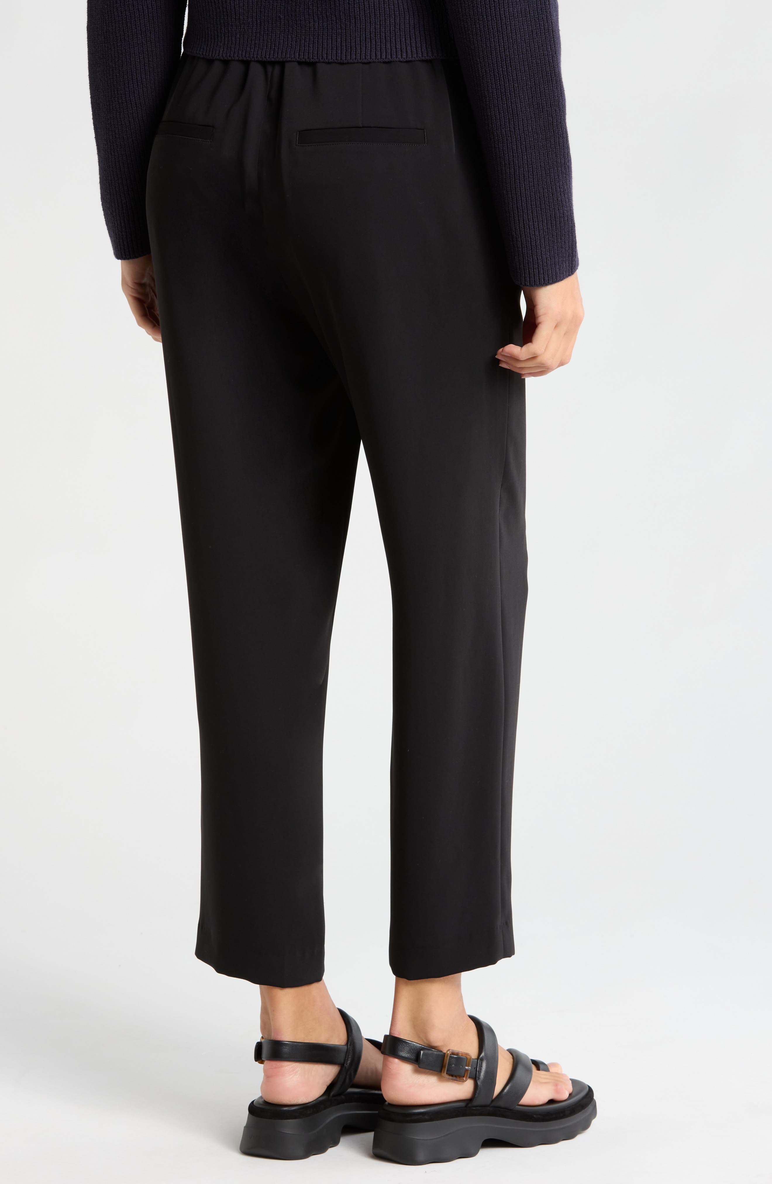 Mid Rise Pull On Tapered Pants With Pockets main image 1