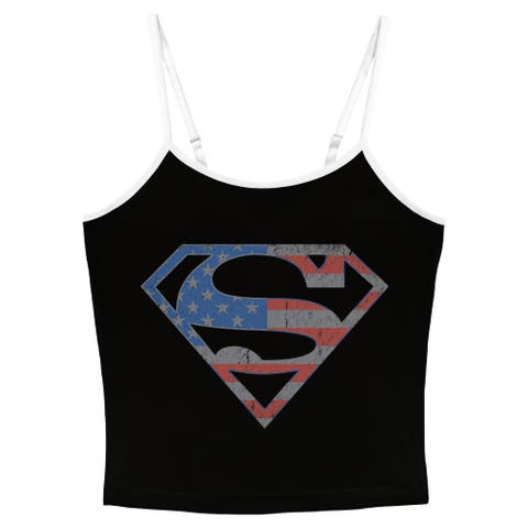 Junior's Superman Stars and Stripes S Shield  Tank Top
