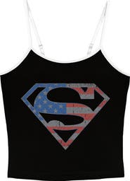 SUPERMAN Junior's Superman Stars and Stripes S Shield  Tank Top