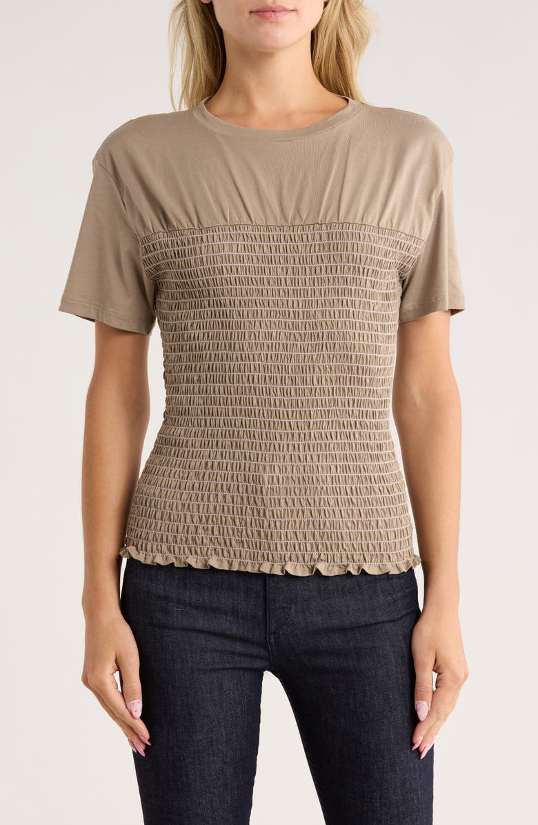 rag & bone Smocked Cotton Top, Main, color, Stone