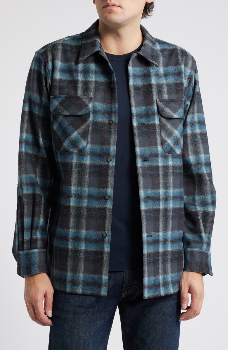 Pendleton Board Plaid Wool Flannel Shirt, Main, color, 