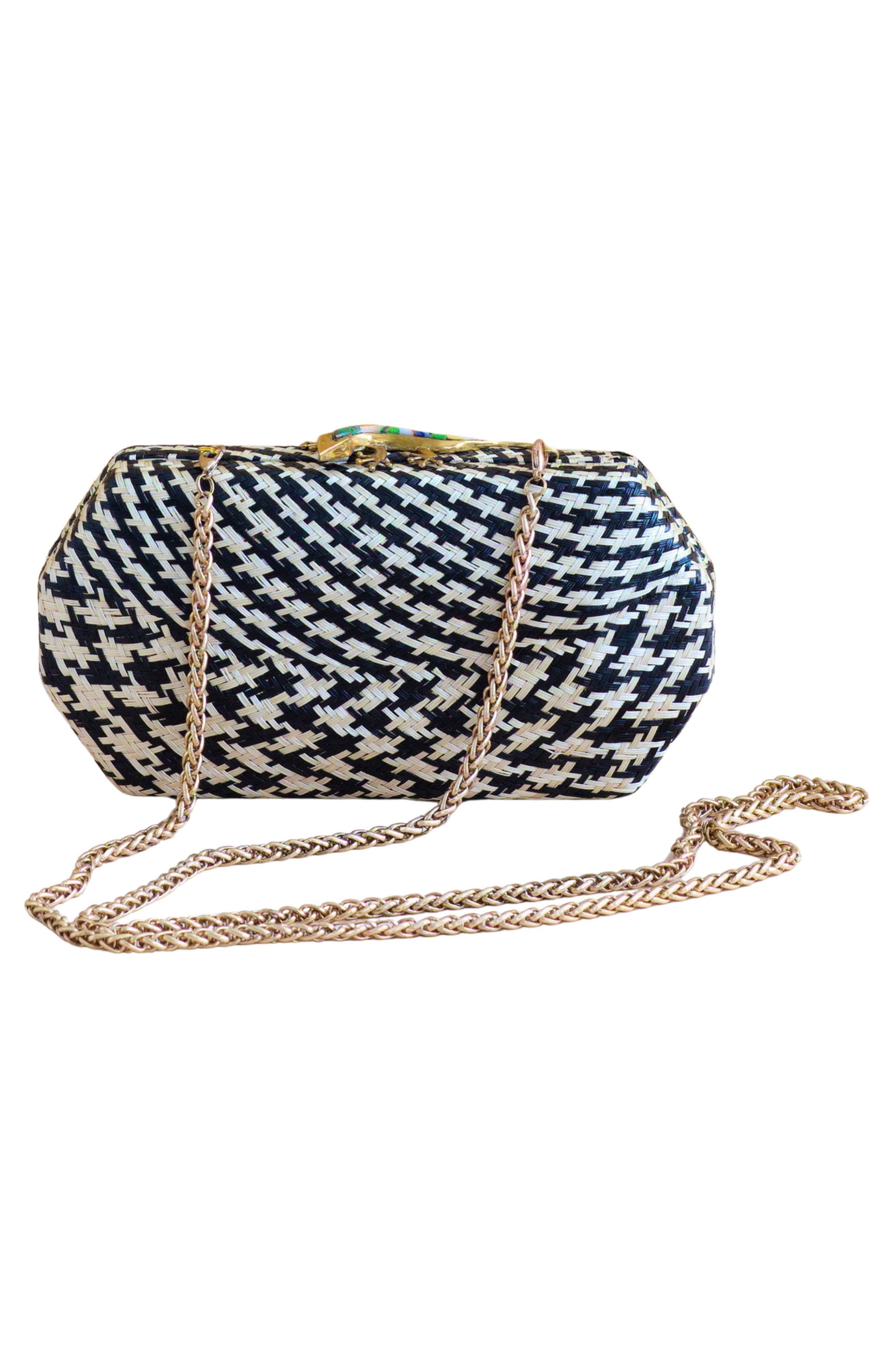 LIKHA Houndstooth Octagon Clutch, Alternate, color, Black