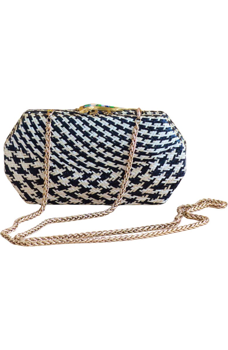 LIKHA Houndstooth Octagon Clutch, Alternate, color, Black