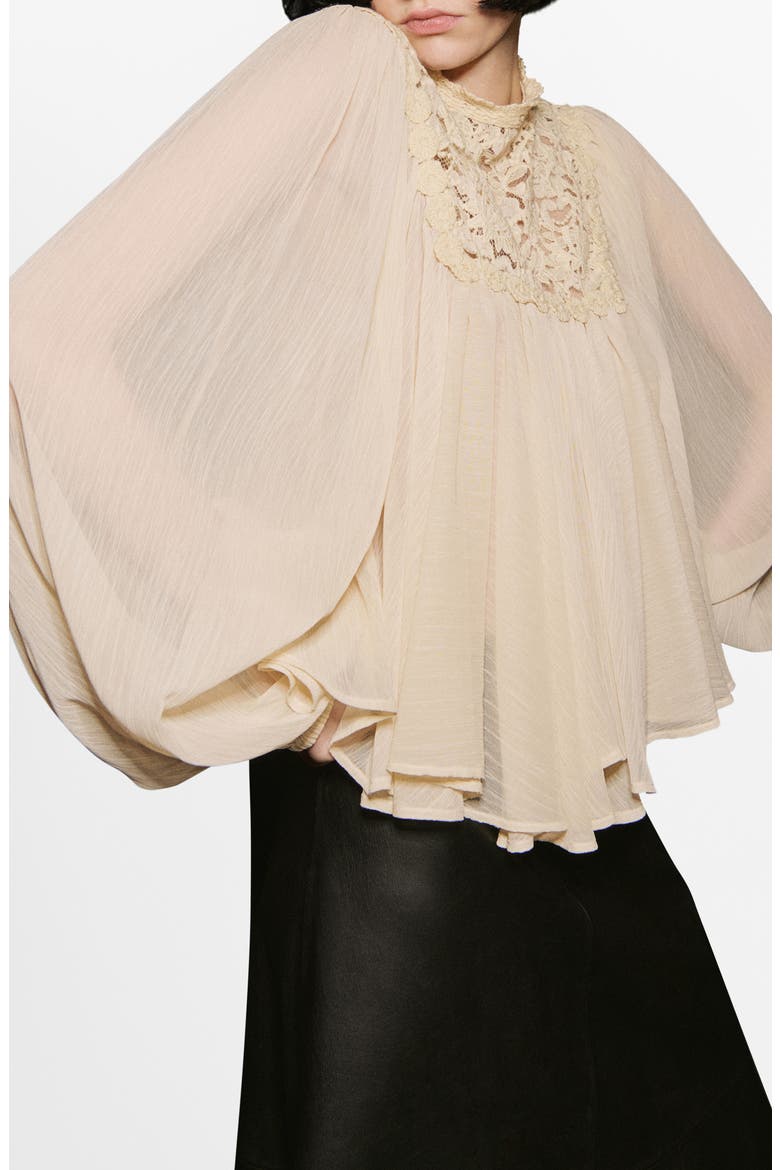 Regina Lace Yoke Trapeze Top, Main, color, ECRU