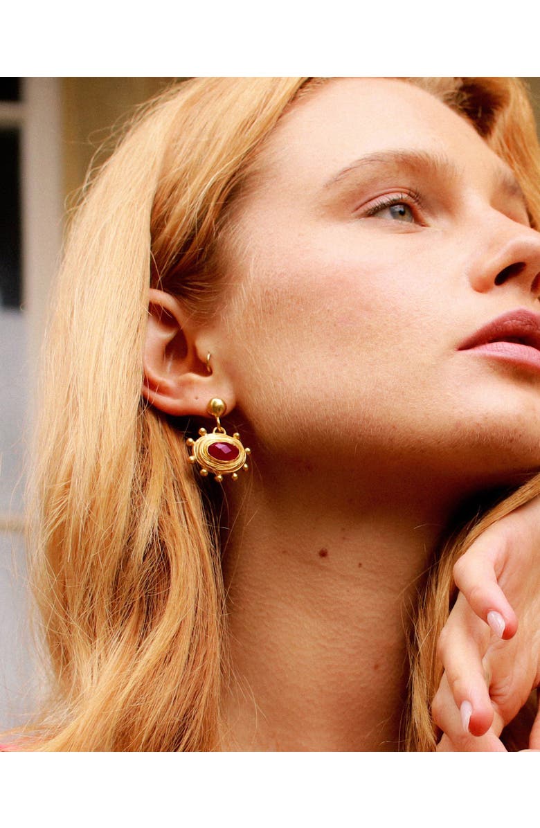 Ottoman Hands Zand Drop Earrings, Alternate, color, Brass