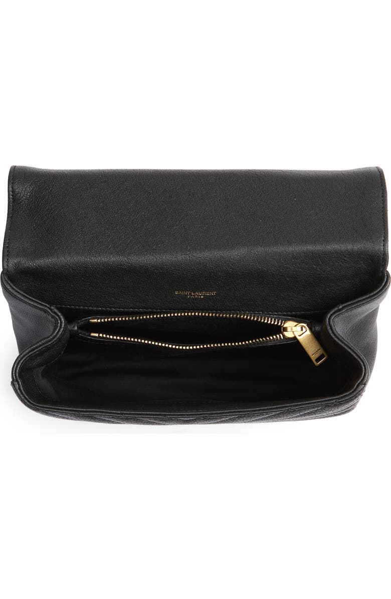 Saint Laurent Medium College Matelassé Leather Shoulder Bag, Alternate, color, 1000 Nero