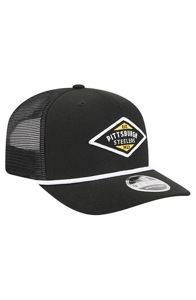 New Era Men
s New Era  Black Pittsburgh Steelers Team 9SEVENTY Adjustable Hat, Alternate, color, Black