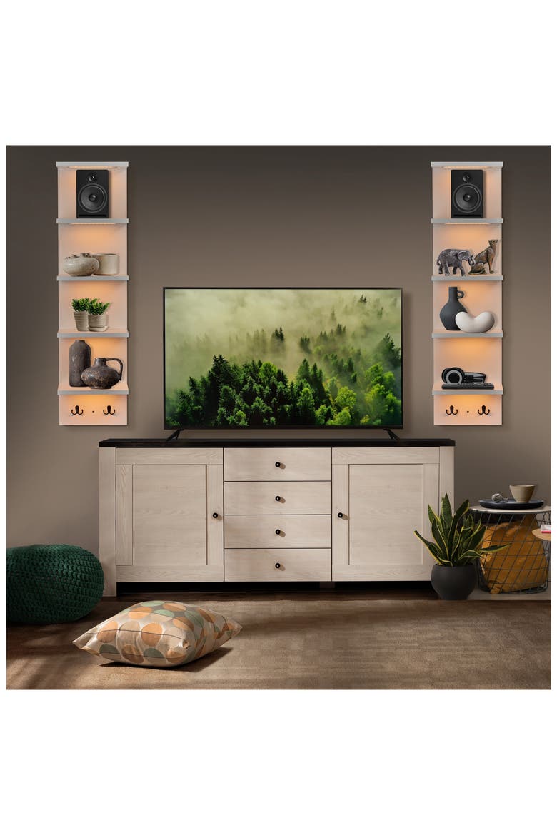 5-Tier Wall Mounted Floating Shelf, Alternate, color, WHITE