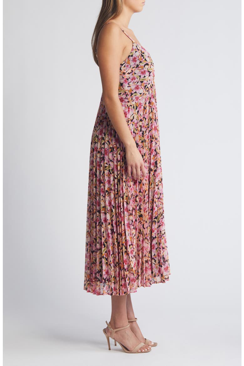 Floral Pleated Sundress, Alternate, color, BLACK- PINK TIA TROPIC
