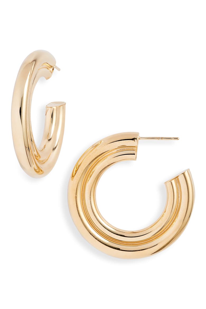 Jude Hoop Earrings, Main, color, 14K YELLOW GOLD PLATED SILVER