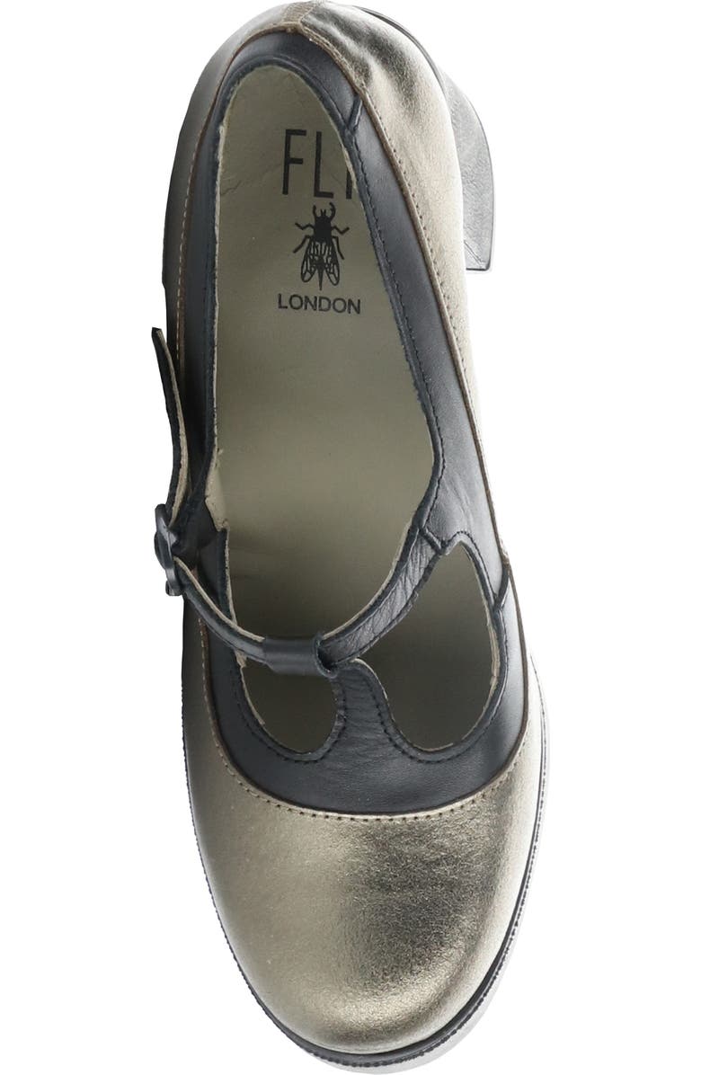 Fly London Seif T-Strap Pump, Alternate, color, 001 Dk Gold/ Black