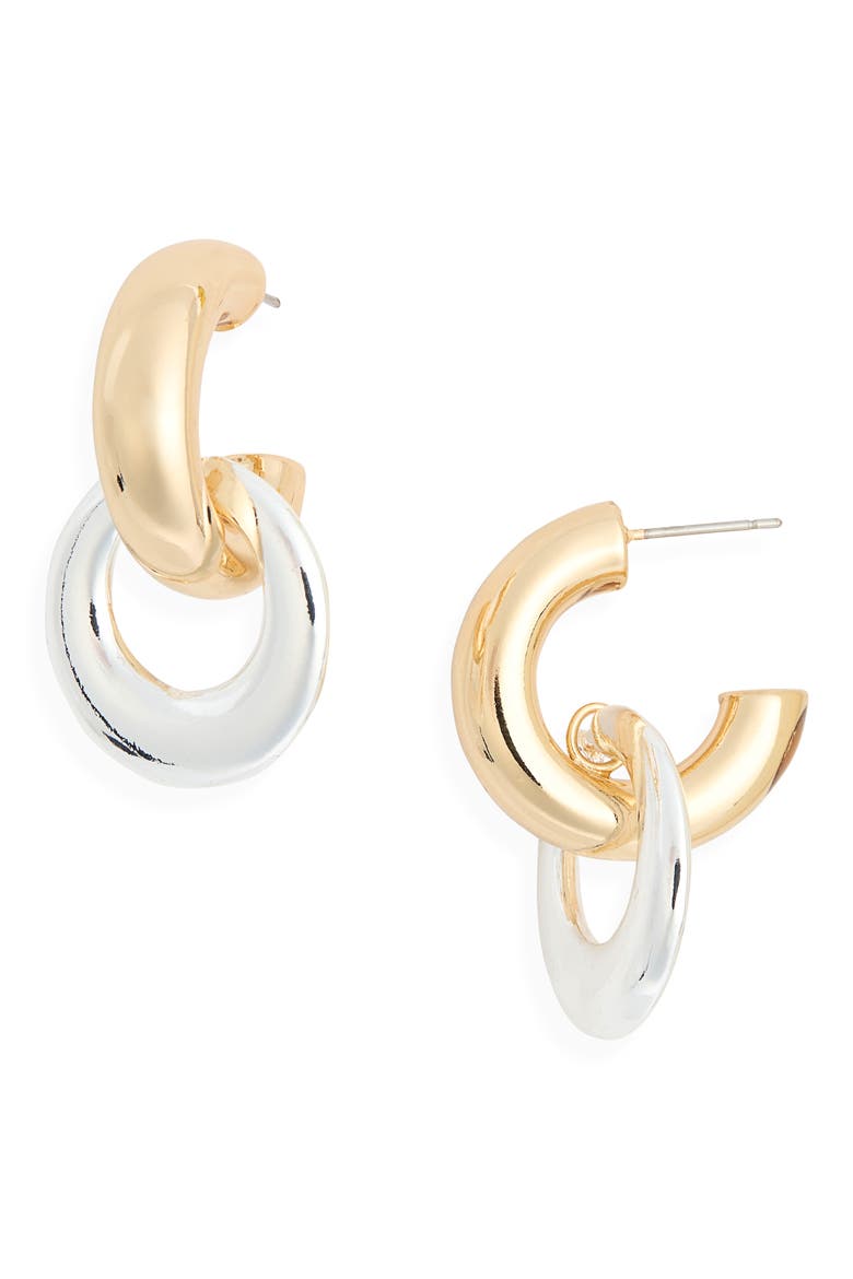 Ring Drop Huggie Hoop Earrings, Main, color, GOLD- SILVER