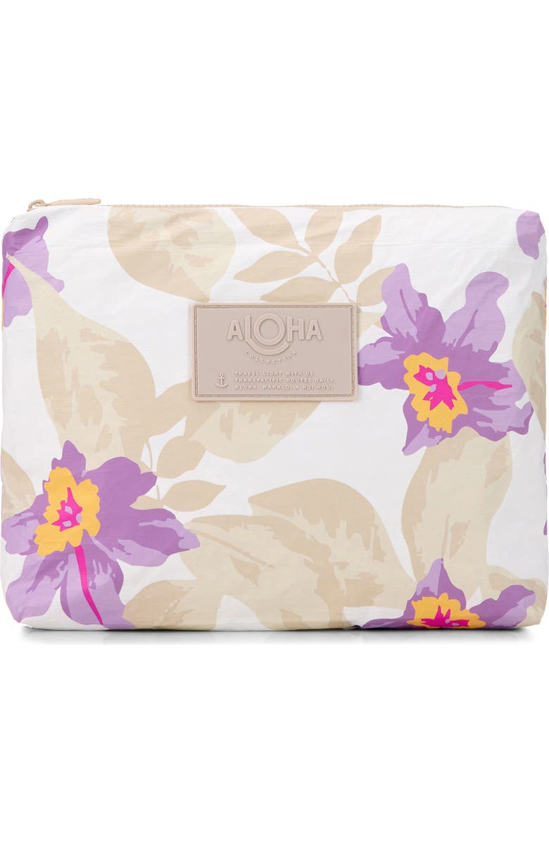 Aloha Collection Mid Makana Water Resistant Zip Pouch, Main, color, Beige Lavander
