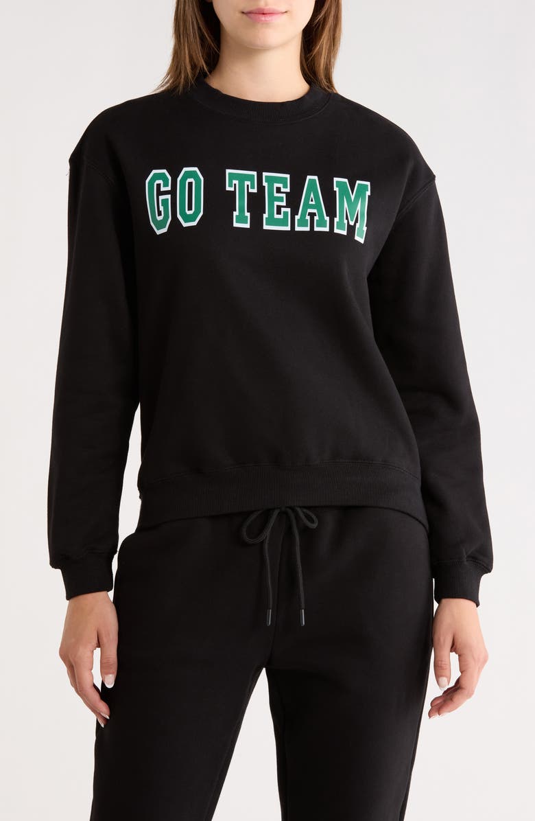 90 DEGREE BY REFLEX Varsity Vault Fleece Graphic Sweatshirt, Main, color, Black