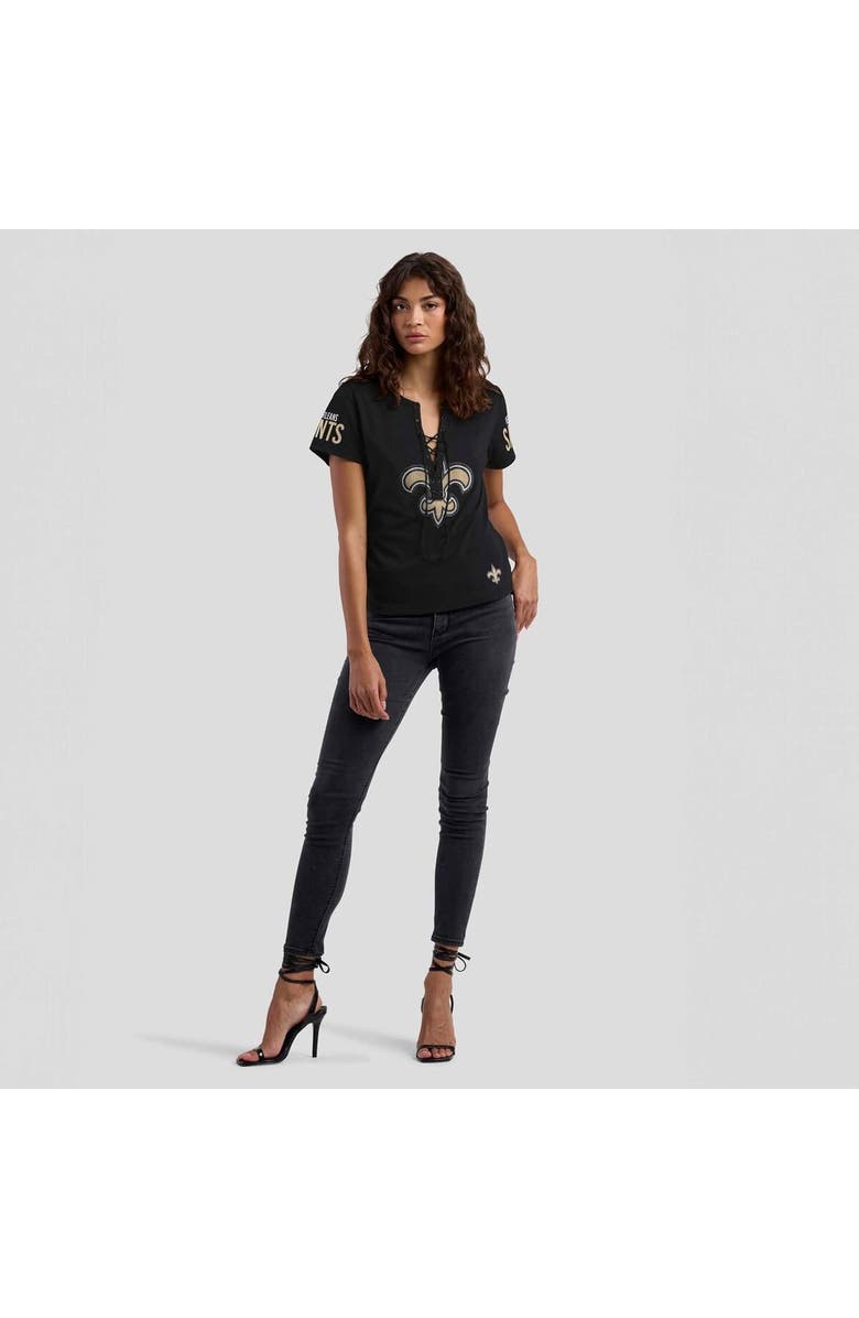 WEAR by Erin Andrews Women's WEAR by Erin Andrews x Gracie Hunt Black New Orleans Saints Draft Me Lace-Up T-Shirt, Alternate, color, 