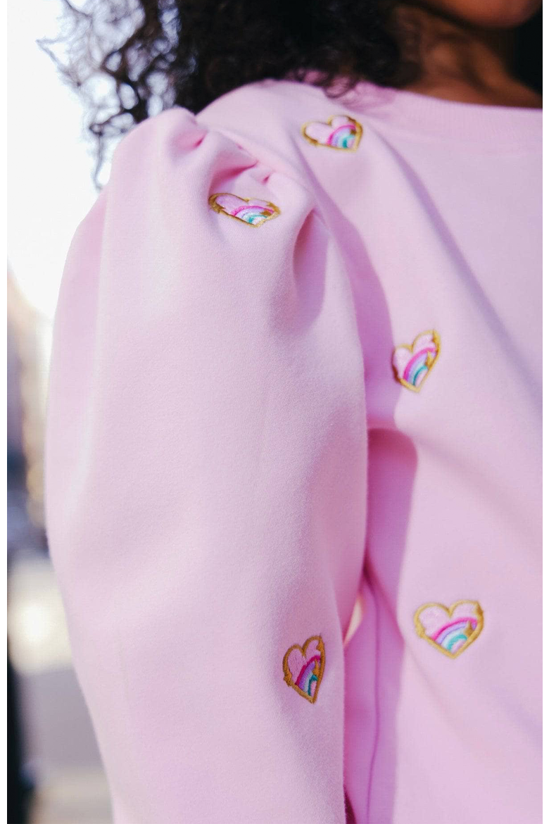 Embroidered Heart All Over Set, Alternate, color, Pink