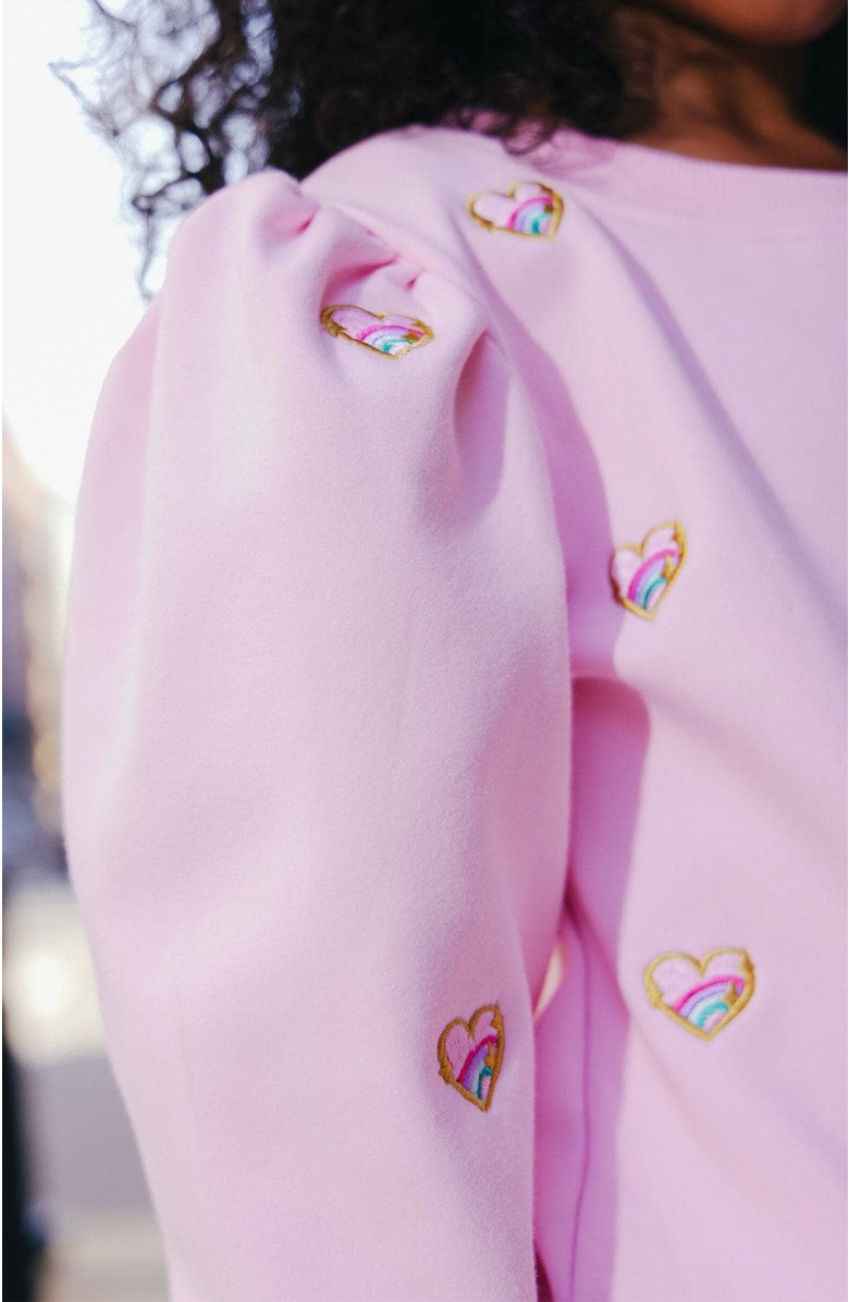 Lola + The Boys Embroidered Heart All Over Set, Alternate, color, Pink