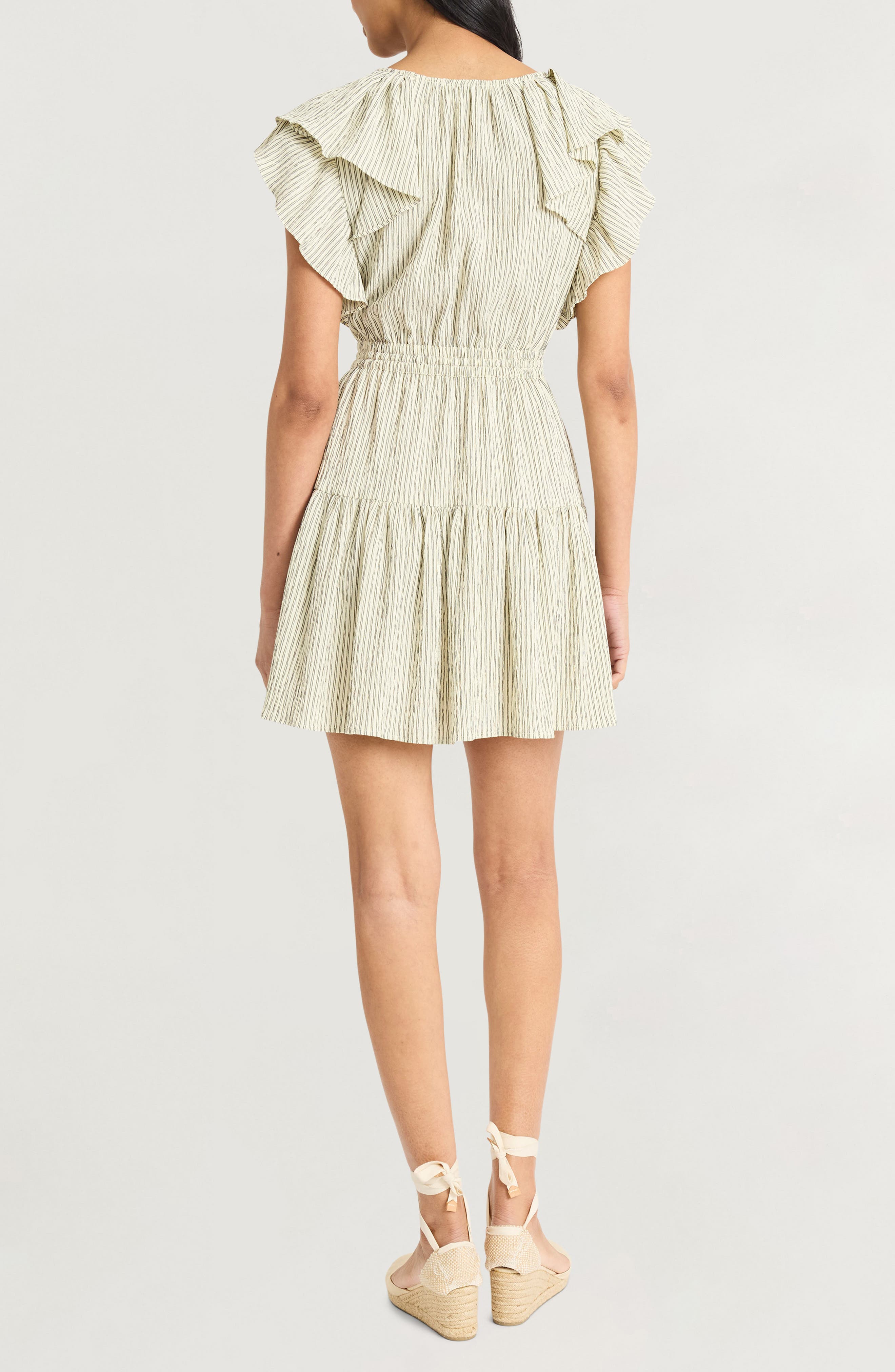 Flutter Sleeve Stripe Ruffle Dress - image 2