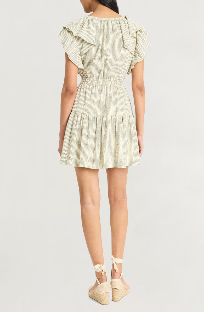 The Good Journey Flutter Sleeve Stripe Ruffle Dress, Alternate, color, Ivory/ Black