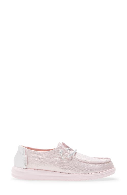 Hey Dude Wendy Sparkling Moc Toe Sneaker In Sparkling Pink