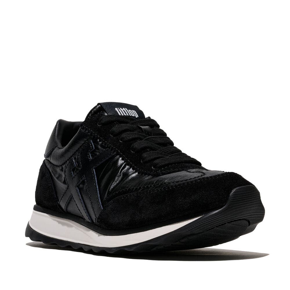 FitFlop Retro-Q Ff Met-Suede Sneakers, Main, color, Black