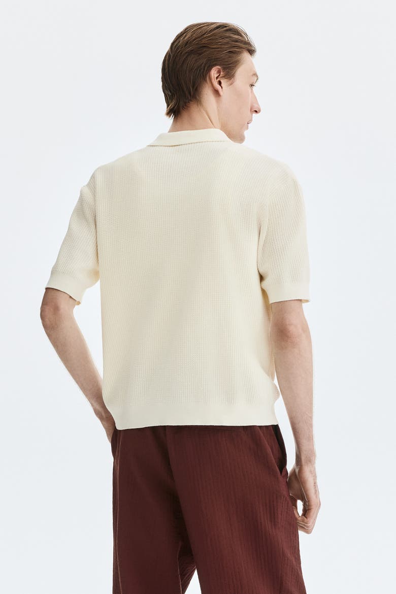 Regular Fit Cable-knit Polo Shirt, Alternate, color, Cream