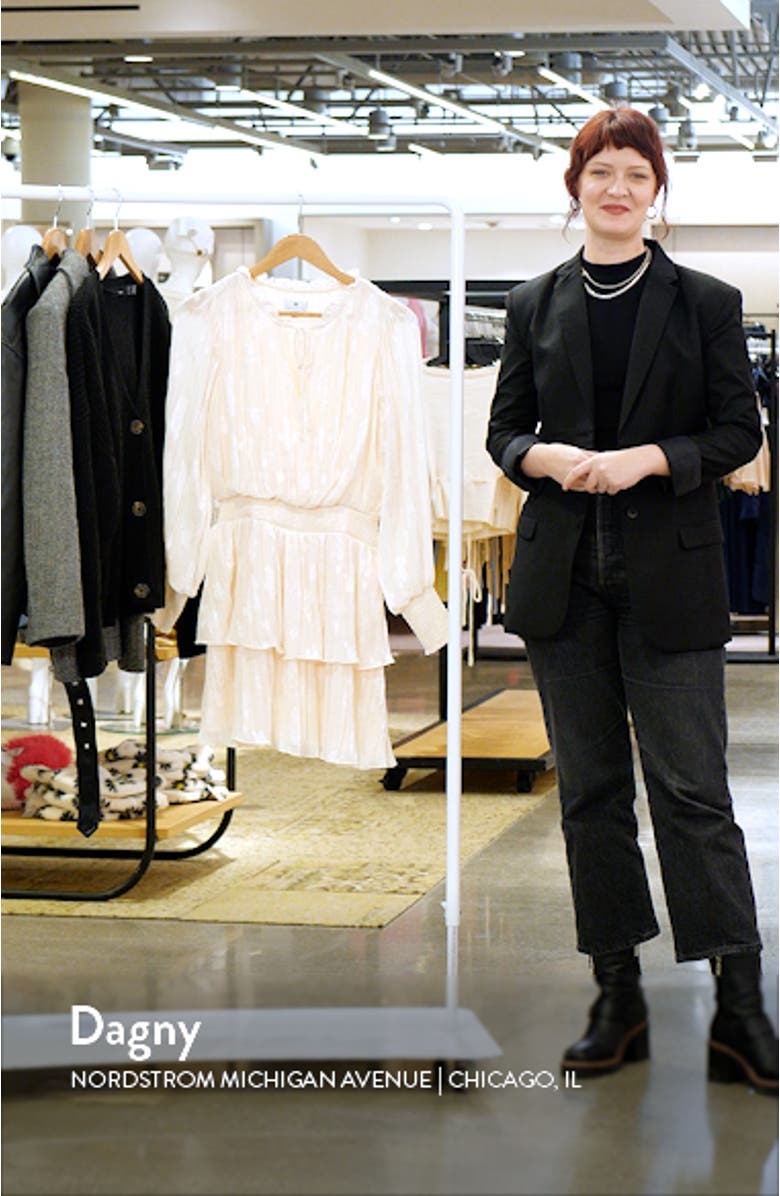 Smocked Tiered Ruffle Long Sleeve Minidress, sales video thumbnail