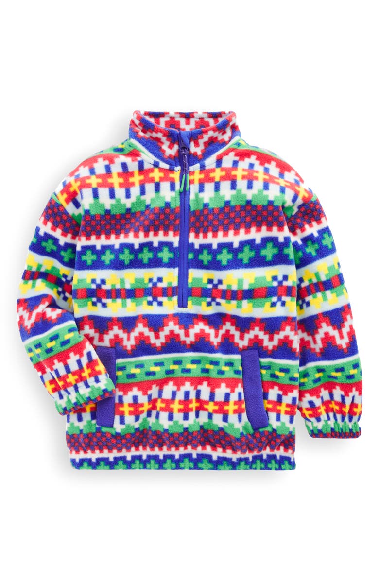 Boden Kids' Jacquard Fleece Half Zip Pullover, Main, color, Multi Fair Isle