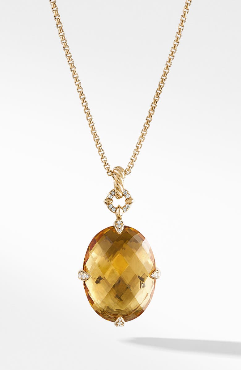 David Yurman Chatelaine<sup>®</sup> 18k Gold Pendant Necklace with Honey Quartz & Diamonds, Main, color, 