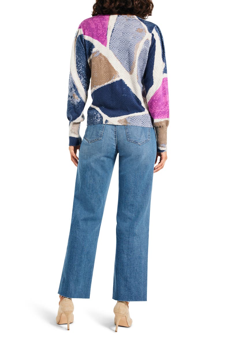 Pattern Puff Shoulder Sweater, Alternate, color, BLUE MULTI