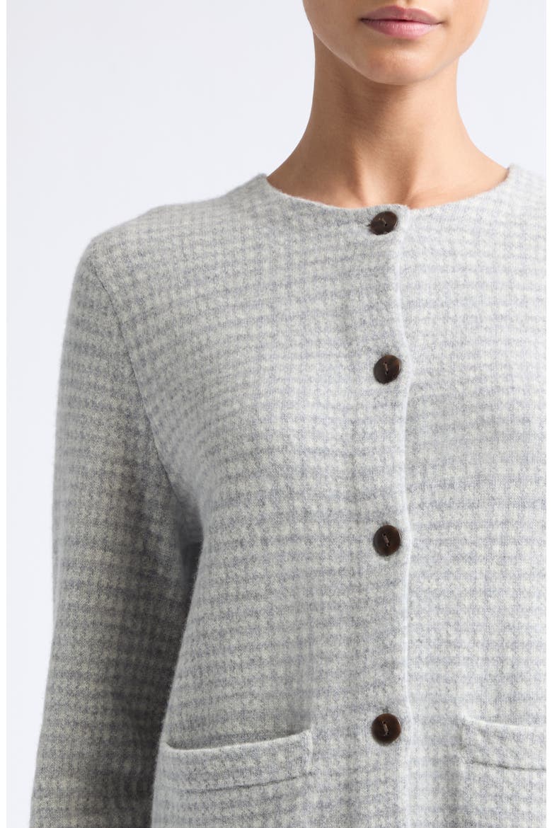 Check Print Knit Jacket, Alternate, color, HEATHER GREY/ MED H GREY