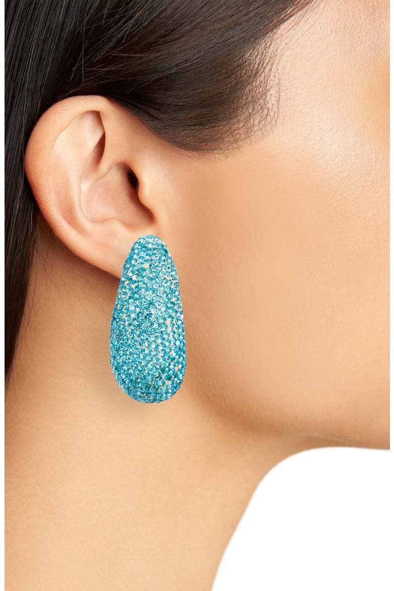 Pavé Dome Clip-On Hoop Earrings, Alternate, color, OCEAN COVE