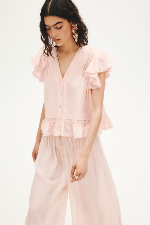 Lace-inset blouse