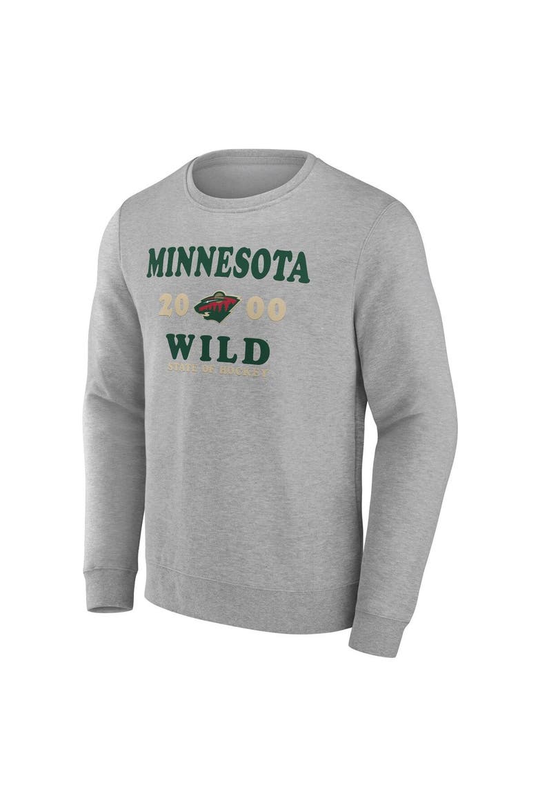 Men's Fanatics Branded Heather Charcoal Minnesota Wild Fierce Competitor Pullover Sweatshirt, Alternate, color, Charcoal