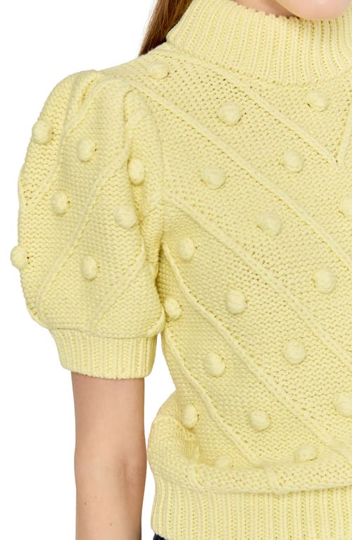English Factory Pompom Puff Sleeve Sweater In Butter Yellow