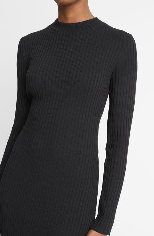 Vince Ribbed Long Sleeve Midi Dress