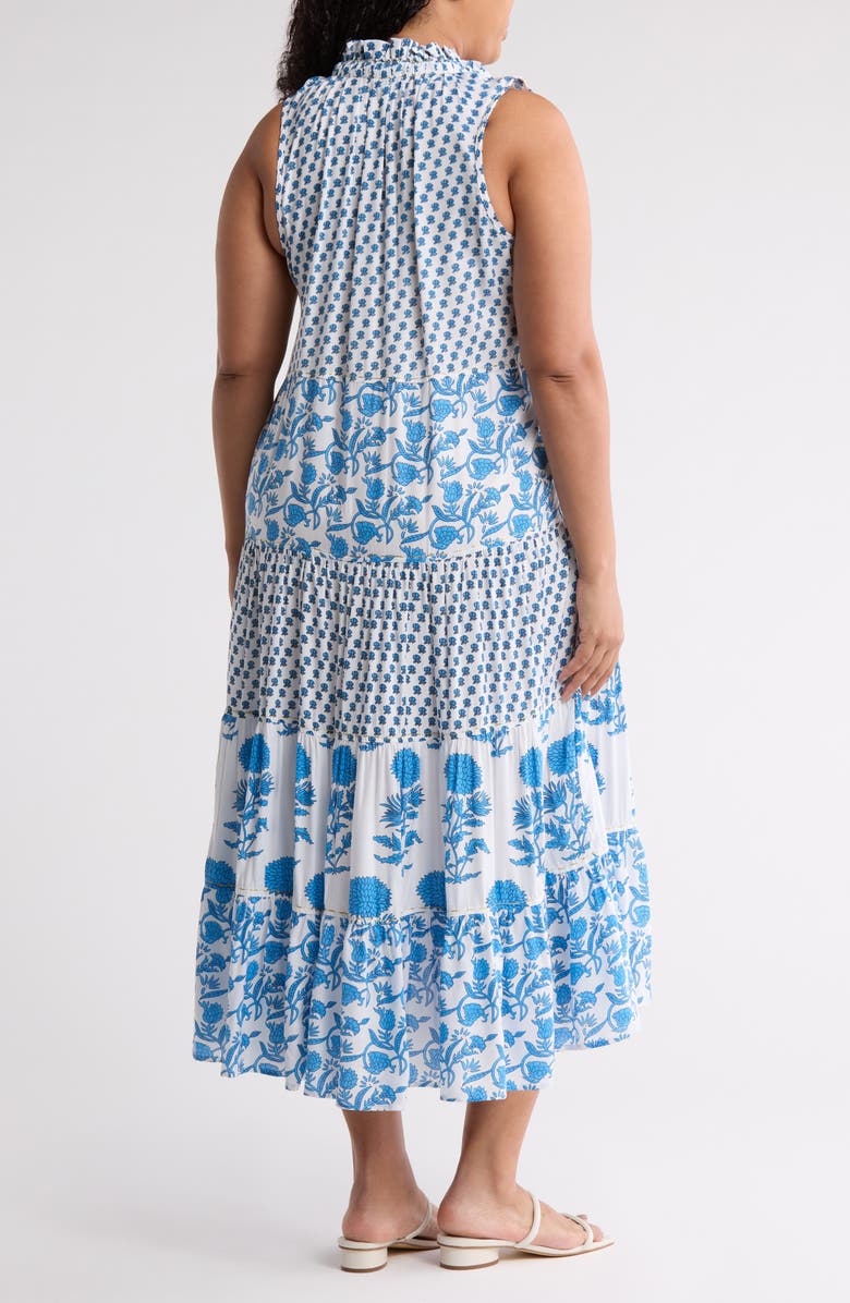 T Tahari Sleeveless Tiered Maxi Dress, Alternate, color, Blue Jewel Combo